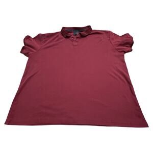 Marc Asher New York Large Burgundy Short Sleeve Polo Shirt Dark Collar Trim